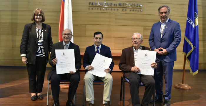 Nuevos Profesores Eméritos: doctores Miguel Gasic, Ramón Rodrigo y Marcelo Wolff