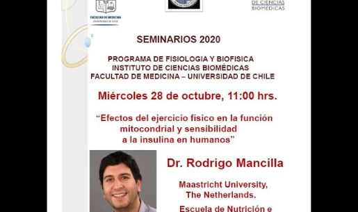 Seminario Dr. Rodrigo Mancilla: “Efectos del ejercicio físico en la función mitocondria y sensibilidad a la insulina en humanos”