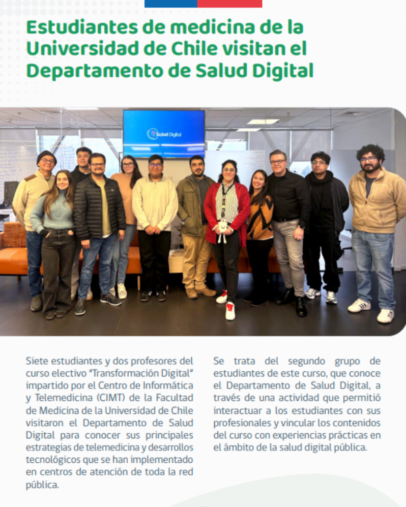 Segunda visita de estudiantes de medicina al Departamento de Salud Digital del MINSAL