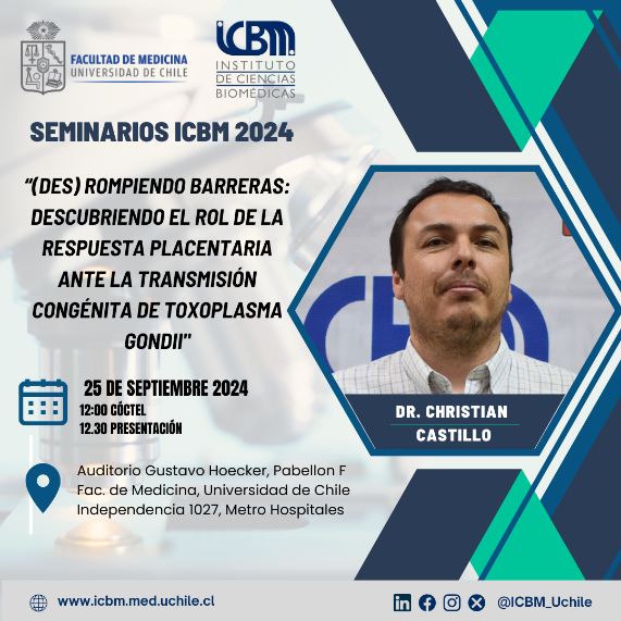 Seminario ICBM 2024 – Dr. Christian Castillo – “(Des) Rompiendo barreras: Descubriendo el rol de la respuesta placentaria ante la transmisión congénita de Toxoplasma gondii»