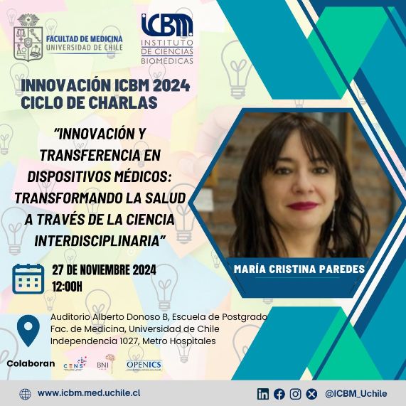 Innovación ICBM – Ciclo de Charlas – 27 de noviembre – María Cristina Paredes – Innovación y transferencia en dispositivos médicos: transformando la salud a través de la ciencia interdisciplinaria