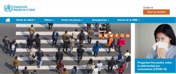 Accede directamente a la página web de la OMS e infórmate sobre el COVID-19