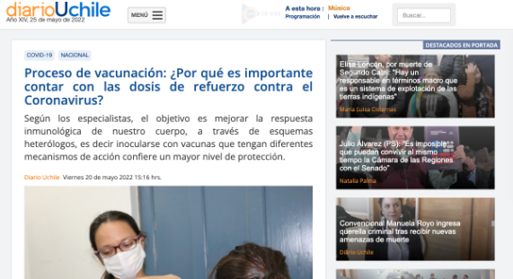 Entrevista a Dr. Ricardo Soto Rifo en Radio U. de Chile online, sobre dosis de refuerzo contra Covid-19