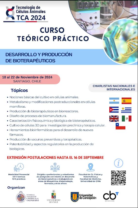 Afiche curso teórico práctico Tecnología de Células Animales (TCA 2024)